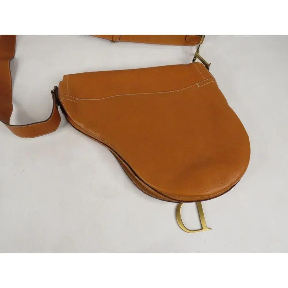 Christian Dior Saddle Bag – Tan Leather with Brass “CD” Hardware - Picture 13 of 15